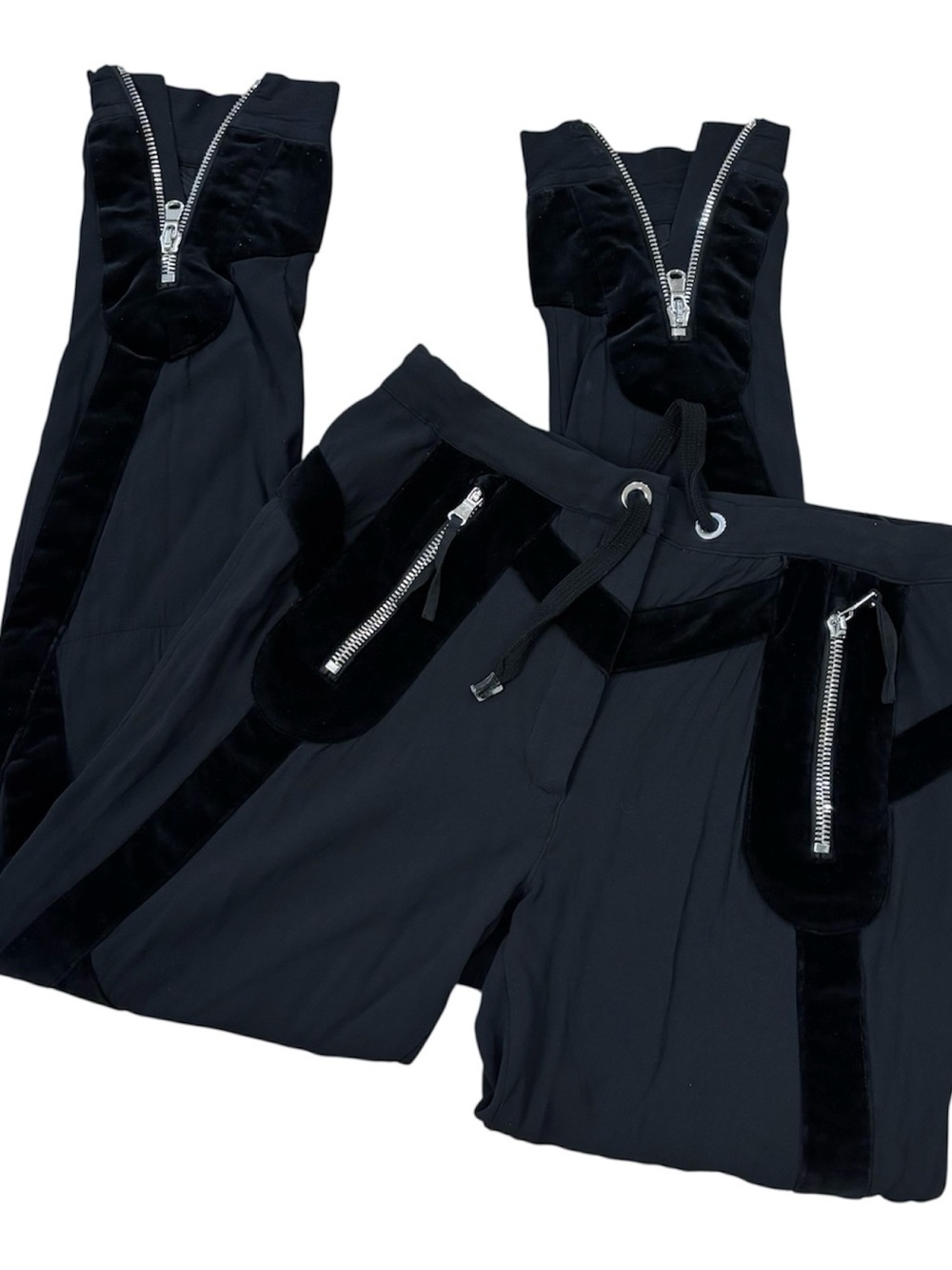 Altuzarra Pants, Rye Moto Zip Pants with Velvet Trim, Sz 6, Italy: Sz 42, Black